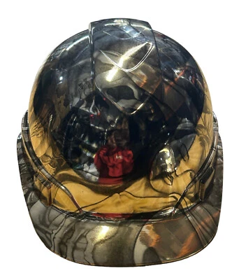 Hard Hat Ridgeline Hydro dipped Full Brim vented Custom Chrome Ace of skulls - Image 1 of 4