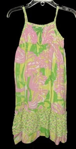 Usado en Excelente Condición Vestido Lilly Pulitzer Target Amarillo Rosa y Verde Fan Dance Flamenco Talla 2T - Imagen 1 de 5