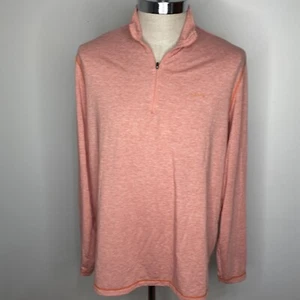 Orvis Trout Bum Shirt L 1/4 Zip Coral Orange Top Long Sleeve Hiking Fishing - Foto 1 di 7