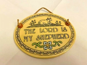 Placca da parete decorativa ovale in ceramica 5,5" Il signore è il mio pastore - Foto 1 di 5