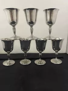 (7) International Silver Co Vintage Wine Goblets EUC Untarnished 5-1/2” Tall - Picture 1 of 10