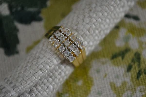 Anillo trilogía vintage años 80 oro sobre plata dorado + pasta talla R 1/2 - Imagen 1 de 11