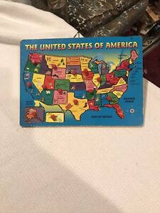 THE UNITED STATES OF AMERICA USA Educational Map Puzzle Lift & Learn Pegs