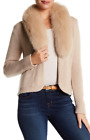 Magaschoni Genuine Fox Fur Collar Cashmere Cardigan Chesnut Mouline XS NWT $898