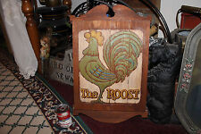 Vintage The Roost Rooster Painted Wood Wall Sign Country Decor Rooster Plaque