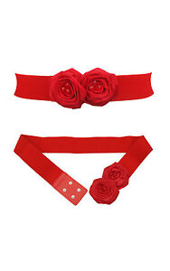 New Red 2" Wide Elastic Dress High Waist Stretch Cinch Belt Size 10-16 BN