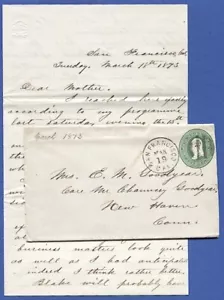 US 1873 U82 3c stationery #U280 Used San Francisco to New Haven CT + Letter - Picture 1 of 1