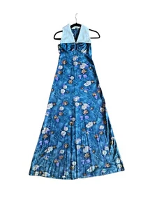 Vintage 70s floral long dress with white collar- Size 5 - Picture 1 of 7