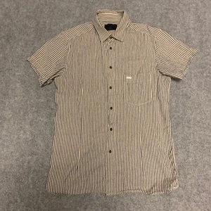DIESEL black gold button shirt Linen Mens size 48 Short Sleeve - Picture 1 of 7