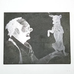 Etched Metal Printing Plate Chihuahua Dog Standing On Clowns Hand - Picture 1 of 11