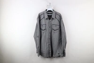 Buckle Black Mens 2XL XXL Slim Fit Faded Chambray Thick Stitch MMA Button Shirt - Image 1 of 4