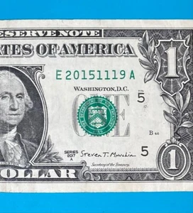 2015 November 19 : E 20151119 A $1 One Dollar Bill BIRTHDAY Note - Picture 1 of 3