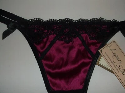Tanga La Senza Georgia 8 10 12 14 16 morera seda encaje negro nuevo con etiquetas Foto 1 de 3