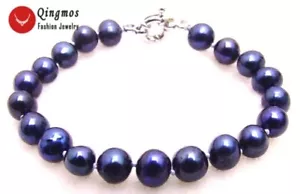 8-9 mm Rund Natürliche Süßwasser Schwarze Perlen Armband für Frauen Schmuck 7,5" b274 - Bild 1 von 4