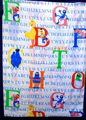 Vintage Sesame Street Alphabet ABCs Twin Flat Sheet Poly Cotton Blend 67x94" - Image 1 of 3