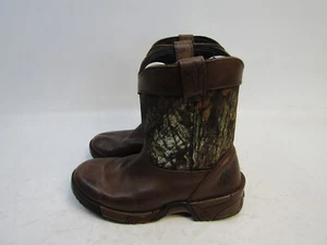 Rocky Little Kids Youth Size 1.5 M Brown Camo Leather Roper Cowboy Western Boots - Picture 1 of 11