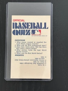 1972 Fleer Baseball Quiz, Rare White Background Variety, #1 Ty Cobb, #2 Reds - Picture 1 of 1
