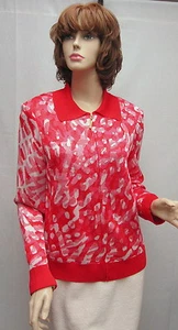 St. John Knit NWOT Red White JACKET SZ L 8 10 - Picture 1 of 5