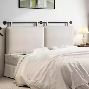 Queen Headboard Wall Mounted with Linen Upholstery&Button Tufted Hanging Bedroom - Picture 1 of 9