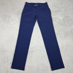 Pantalones artesanales Peter Millar Crown para hombre 30x32 azul golf bingham rendimiento elásticos - Imagen 1 de 15