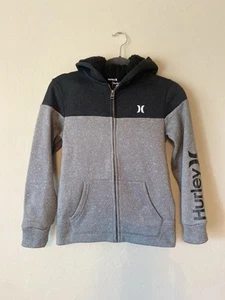 Boys Hurley black and gray zip up hoodie 10/12 - Picture 1 of 5