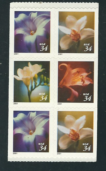 Scott # 3487/90...34 Cent...Flowers...Bklt Pane of 6 - Image 1 of 1