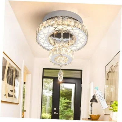 Lámpara de techo moderna glamurosa lámpara de dormitorio cristal 12 pulgadas plateada Foto 1 de 4