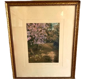 Stampa fotografica colorata a mano Wallace Nutting “Hawthorne Hill” incorniciata 18”x 15” - Foto 1 di 14