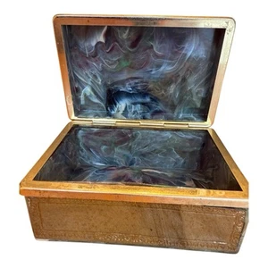 Alabastro Tenuta Vintage? Pietra? Abalone? Portagioie avvolto in pelle portagioie - Foto 1 di 11