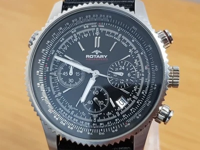 Reloj de aviador de pilotos con regla deslizable cronógrafo negro Aquaspeed giratorio para hombre GS00100/04 Foto 1 de 4