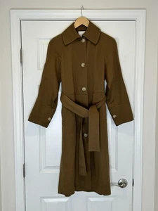 Vince Brown Trench Coat with Belt Size XS Cotton Linen Blend - Picture 1 of 11