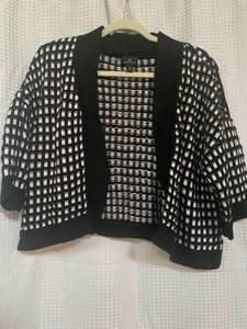 Worthington Cardigan donna XL bianco e nero corto aperto  - Foto 1 di 5
