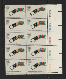 U.S. 1973 Olympic Bobsled 8 cent 10-stamp Plate Block Mint MNH Scott # 1461 .. - Picture 1 of 1