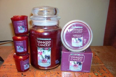 yankee candle 22oz JAR CHRISTMAS CELEBRATION + MELTCUP + 3 VOTIVES + TEALIGHTS - Image 1 of 4