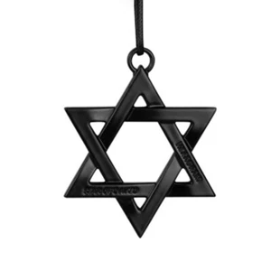 Star of David Car Mirror Pendant - Black Zinc Alloy Judaica Charm, Durable Decor - Foto 1 di 2