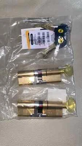 Pair Keyed Alike Yale Platinum 3 Star Thumbturn- 45/45 (40-10-40 90mm) - Brass - Picture 1 of 4