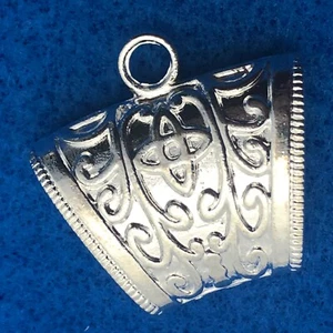 Scarf Slide Bail Bead Tibetan Style Bright Silver Tone Slider 28 Count - Picture 1 of 9