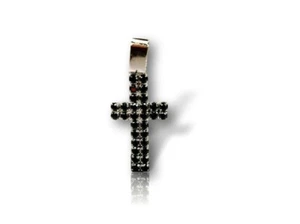 Ciondolo in Oro Bianco 18 kt da 750 Pendente Donna di Croce e con Pietre Zirconi - Picture 1 of 3