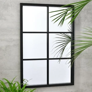 Outdoor/Indoor Garden Mirror Pane Windows mirror Rectangle Nature Style Black - Picture 1 of 4