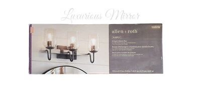 Allen+Roth Blakely 3-Light Iron Hammered Glass Matte Gray Finish Vanity Light  - Image 1 of 4