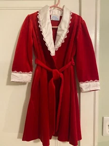 Vintage 1990s Girls' Robe Size 4 Velvet-Like w/ Satin & Lace Trim   Fancy  Red - Picture 1 of 6
