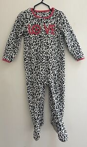 Carter's Toddler Girl 1-Piece Love Leopard Print Cozy Fleece Footie PJs Black 2T
