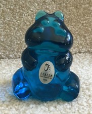 Fenton Art Glass Blue Hippo Figurine with Stickers FREE SHIPPING