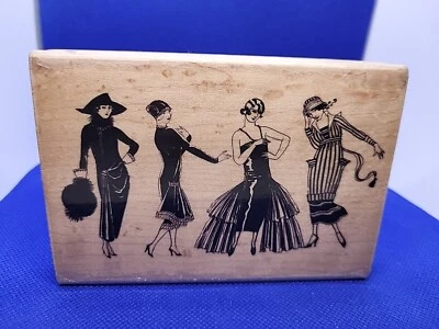Hampton Art Fancy Fashion Fashionista Ladies PS0330 Art Deco 1920s Rubber Stamp - Image 1 of 3