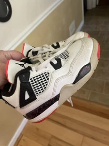 Kids Toddler Jordan 4s Retro Sneaker Shoes Size 10c White Red Black - Picture 1 of 6