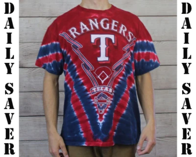 Vintage Texas Rangers Tie Dye Majestic Shirt MLB Baseball Tye Dye Men's M - Image 1 of 4