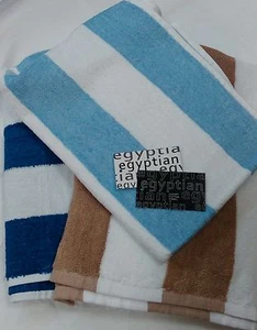 SKY BLUE SPA POOL LEISURE BEACH.STRIPE EGYPTIAN COTTON LARGE TOWEL 70X150CM - Picture 1 of 4
