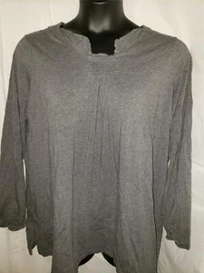 LANDS END GRAY SMOCKED SHIRT SIZE 3X 24W-26W PLUS - Picture 1 of 5