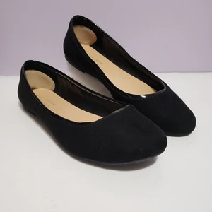 Lauren Conrad Black Suede Flat Slip On Shoes Women's Sz 8 - Picture 1 of 10