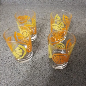 4er Set Anchor Hocking Orangensaft Gläser 3 1/Zoll  Von 2 1/2 Zoll Vintage - Bild 1 von 3